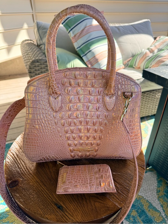 Brahmin Handbags - Brahmin Rose Gold Pink Croc-Embossed Satchel & Wallet Set